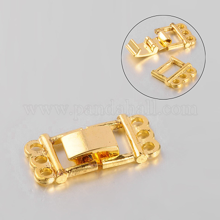 留め金の上の3繊維合金の折りたたみ  6穴  ゴールドカラー  25x12x4mm  穴：2mm X-PALLOY-J495-27G-1