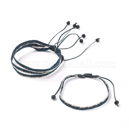 Unisex Adjustable Braided Bead Bracelets BJEW-J181-02D-1