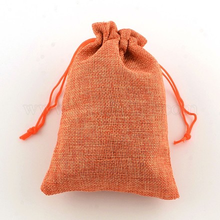 ポリエステル模造黄麻布包装袋巾着袋  サンゴ  18x13cm ABAG-R004-18x13cm-02-1