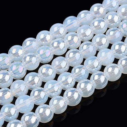 Imitazione placca perle di vetro giada fili GLAA-T032-J4mm-AB02-1