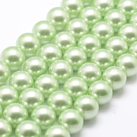 Polished Round Grade A Shell Pearl Bead Strands BSHE-M027-12mm-21-1