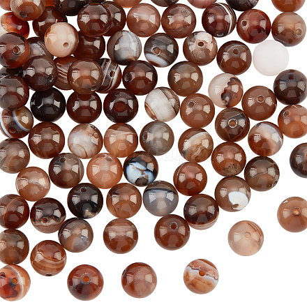 OLYCRAFT 94pcs 8mm Natural Agate Beads Striped Agate Bead Strands Banded Agate Gemstone Bead Round Spacer Loose Beads Natural Stone Bead for Bracelet Necklace Earrings Jewelry Making - Hole 1mm G-OC0003-56B-02-1