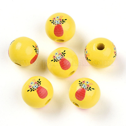 Perles de bois imprimées sur le thème de Pâques&nbsp;WOOD-T032-22V-1