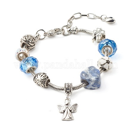 Heart Angel Clover Flowers European Bracelet for Teen Girl Women BJEW-JB06849-03-1