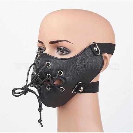Punk Rock Style PU Leather Mouth Cover AJEW-D038-15-1