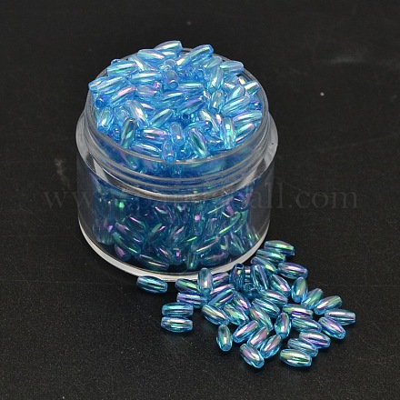 AB Color Plated Rice Electroplated Eco-Friendly Transparent Acrylic Beads PACR-I002-33-1