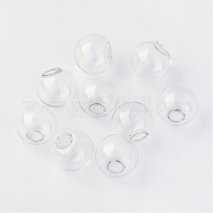 丸い機械化された吹きガラスグローブボールボトル  スタッドピアスや工芸品用  透明  11~12mm  半分穴：3~5mm BLOW-R001-12mm-1
