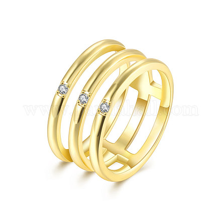 Ультрамодный золото с латунным покрытием кубического циркония широкая полоса палец кольца RJEW-BB15365-6G-1