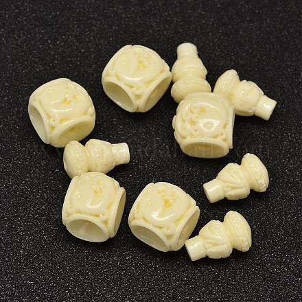 Dyed Synthetical Coral 3-Hole Guru Beads for Buddhist Jewelry Making CORA-L041-25-14mm-1