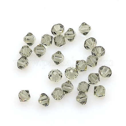 オーストリアクリスタルビーズ  5301 4mm  双円錐形  ブラックダイヤモンド  サイズ：約4mm長  4 mm幅  穴：1mm X-5301-4mm215-1