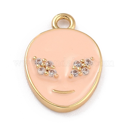 Golden Plated Brass Micro Pave Clear Cubic Zirconia Pendants ZIRC-L097-031D-G-1
