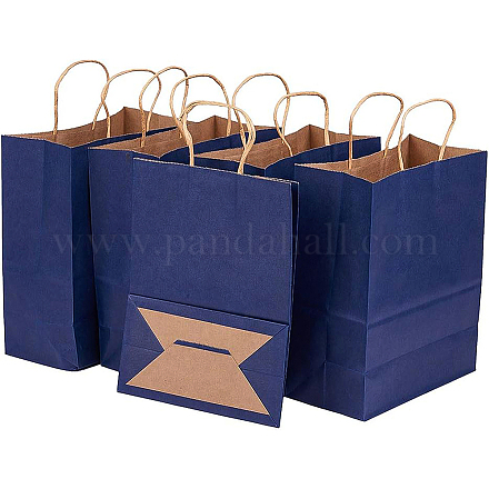 BENECREAT 30 PCS Kraft DarkBlue Paper Gift Bags Carrier Bags with Twisted Handles for Arts & Crafts Projects CARB-BC0001-09-1