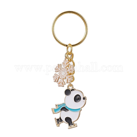Porte-clés pendentif en émail en alliage de flocon de neige et de panda KEYC-JKC00630-01-1