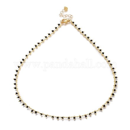 Laiton colliers de perles de verre X-NJEW-JN03135-03-1