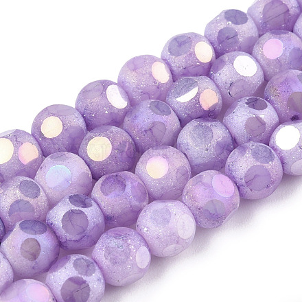 Opaque Frosted Glass Beads Strands EGLA-N006-076E-1