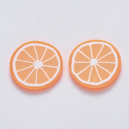 手作り樹脂クレイカボション  レモン  ダークオレンジ  19~20.5x2~2.5mm CLAY-R084-08B-1
