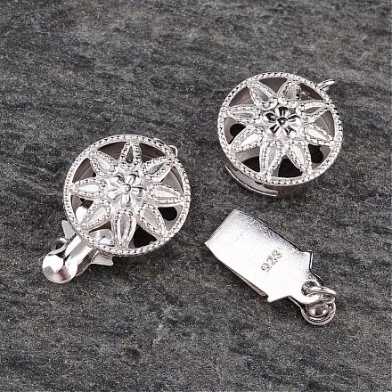 Platinum Plated Sterling Silver Flower Box Clasps STER-K014-H436-P-1
