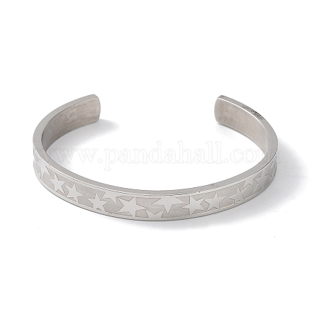304 bracelet manchette étoile en acier inoxydable BJEW-F464-P-02-1
