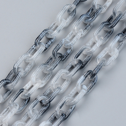 Two Tone Spray Painted Handmade Transparent Acrylic Cable Chains TACR-T022-01O-1