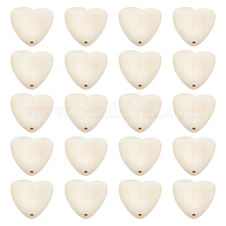 OLYCRAFT 20pcs Natural Wood Heart Beads 30mm Cherry Wooden Beads with 2mm Hole Unfinished Wood Beads Heart Shape Loose Wooden Beads for Crafts DIY Jewelry Making WOOD-OC0002-13-1