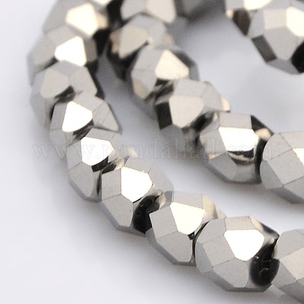 Full Plated Glass Faceted Drum Beads Strands GLAA-A032-6mm-FP03-1