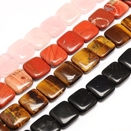 Mixed Style Natural Square Gemstone Beads Strands G-L253-M-1