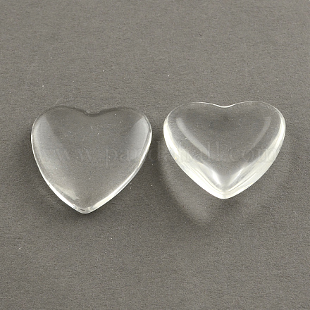 Transparent Glass Heart Cabochons X-GGLA-R021-12mm-1