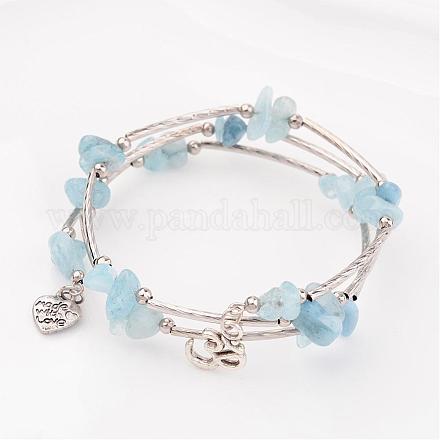 Trois boucles turquoises naturelles bracelets d'emballage perles BJEW-JB02331-02-1