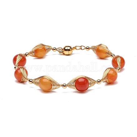 Bracelets de perles de cornaline naturelle pour hommes femmes BJEW-TA00012-01-1