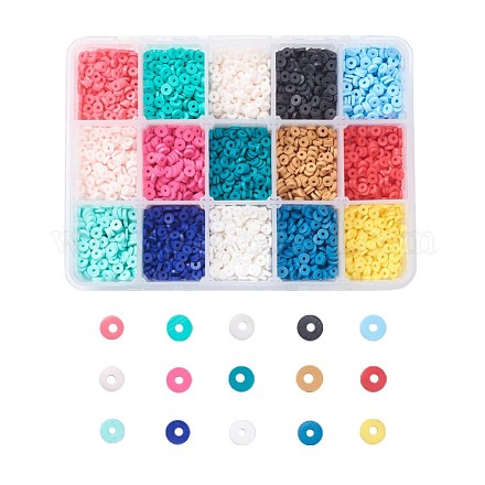 15 Farben umweltfreundliche handgemachte Polymer Clay Perlen CLAY-JP0001-06A-1