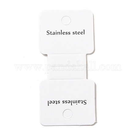 ステンレススチールという単語が入った折りたたみ紙ディスプレイカード  ネックレスやブレスレットに使用  ホワイト  8.45x3.95x0.05cm CDIS-L009-02-1