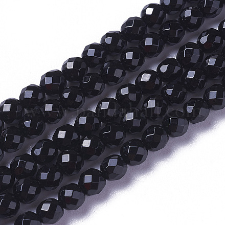 Brins de perles d'onyx noir naturel G-F596-28-3mm-1