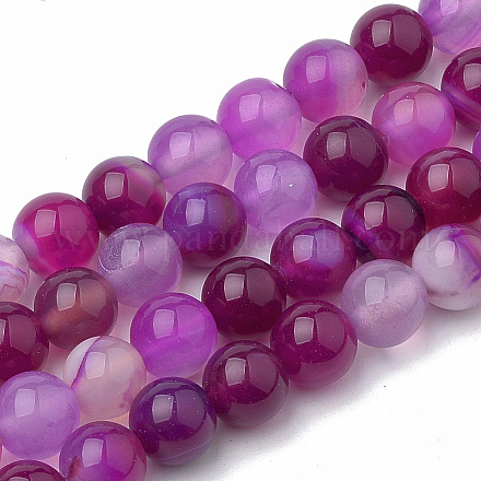 Chapelets de perle ronde en agate rayée naturelle/agate à bandes X-G-R342-4mm-04-1