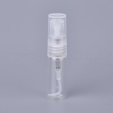 3mlガラススプレーボトル  PPプラスチック蓋付き  エッセンシャルオイル用  香水  透明  60x14mm MRMJ-WH0052-02-3ml-1