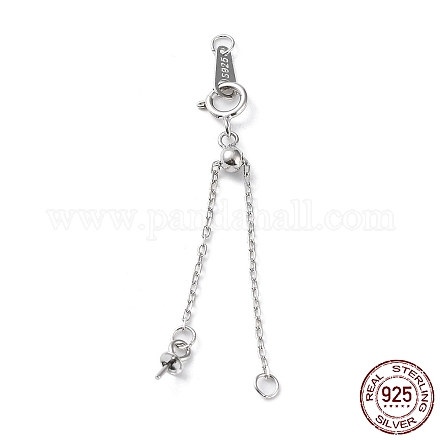 Rhodium Plated 925 Sterling Silver Chain Extenders STER-G036-21P-1