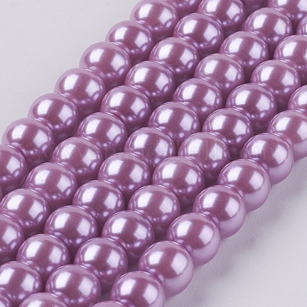 Hebras redondas de perlas de vidrio teñido ecológico HY-A002-6mm-RB056-1