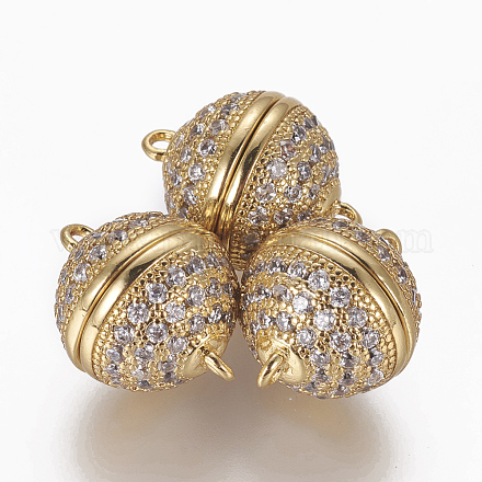 Brass Micro Pave Cubic Zirconia Magnetic Clasps with Loops ZIRC-L082-D-01-G-1