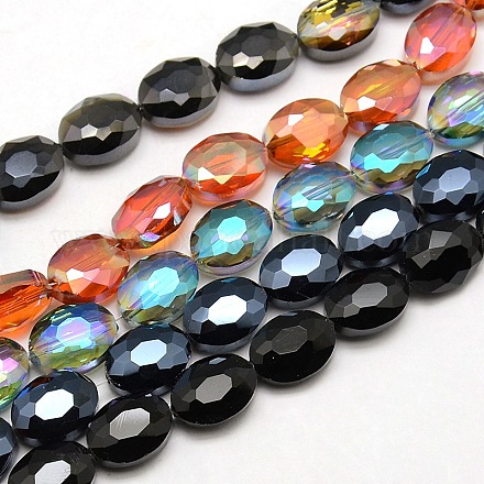 Electroplate Crystal Glass Oval Beads Strands EGLA-F061-M-1