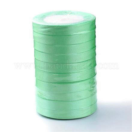 シングルフェイスサテンリボン  ポリエステルリボン  薄緑  1/4インチ（6mm）  約25ヤード/ロール（22.86メートル/ロール）  10のロール/グループ  250ヤード/グループ（228.6メートル/グループ） RC6mmY-0128-1