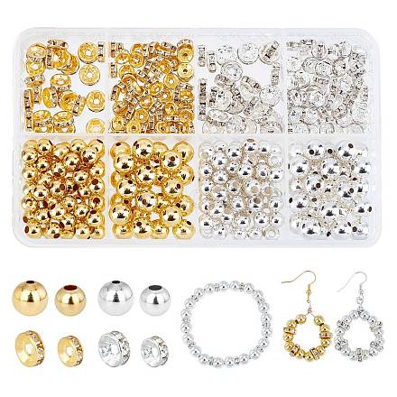 Arricraft 340 pièces perles d'espacement en laiton et fer strass et perles d'espacement en laiton KK-AR0002-35-1