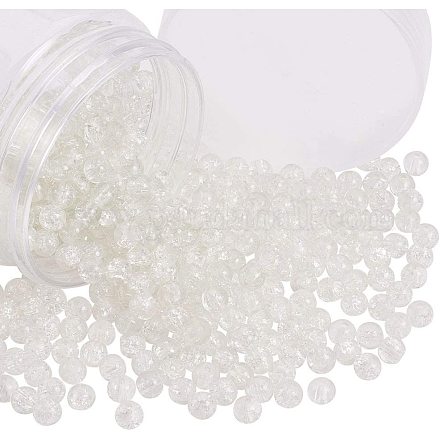 PandaHall Elite about 400pcs 6mm Clear Crackle Glass Beads Handcrafted Lampwork Round Assorted Crystal Beads for Bracelet Necklace Earrings Jewelry Making CCG-PH0002-15-1