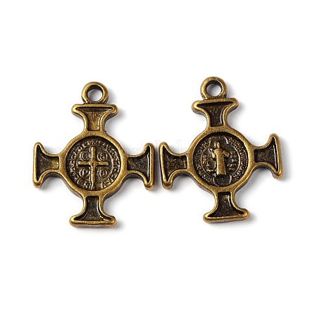Antique Bronze Tone Tibetan Silver Saint Benedict Medal Jerusalem Cross Charms Pendants for Jewelry Making Craft DIY X-MLF11190Y-NF-1