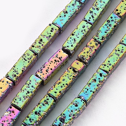 Electroplated Natural Lava Rock Beads Strands G-T114-70B-1
