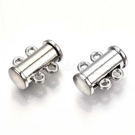 2-Strands Brass Magnetic Slide Lock Clasps PALLOY-S140-01P-1
