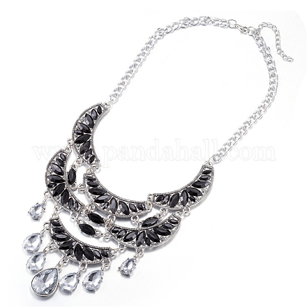Fashion Women Jewelry Zinc Alloy Glass Rhinestone teardrop NJEW-BB15095-B-1