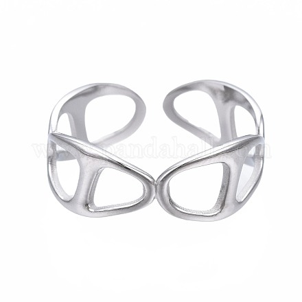 304 anello per polsino aperto avvolgente ovale in acciaio inossidabile RJEW-T023-62P-1