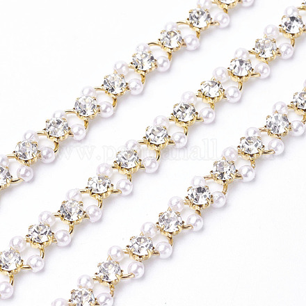 Handgemachte Perlenketten aus Acryl und Strass KK-I651-03G-1