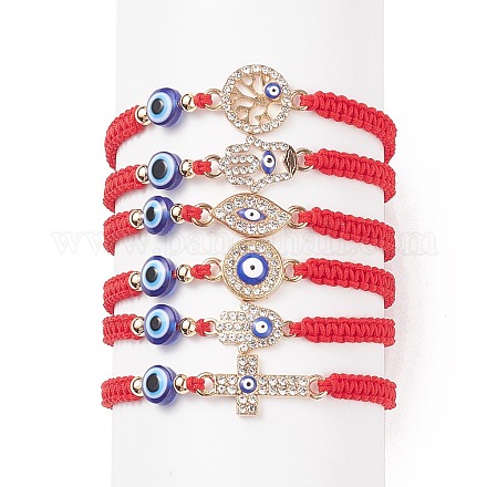 Set di braccialetti di perline intrecciati con occhio diabolico in resina da 6 pz 6 BJEW-JB08808-1