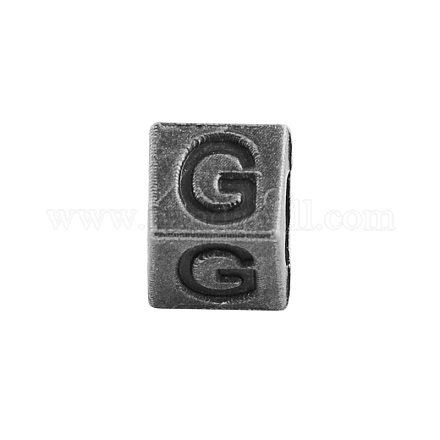 Antique Silver Plated Initial Letter Alloy European Beads TIBEB-Q054-38AS-NR-1