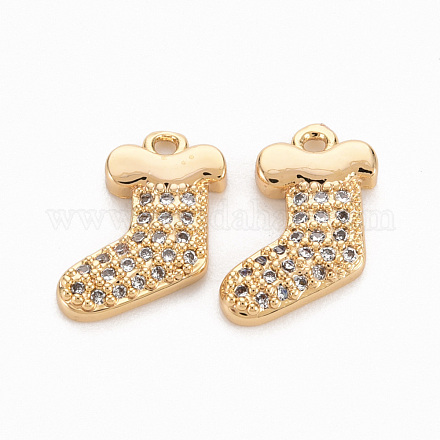 Brass Micro Pave Clear Cubic Zirconia Charms KK-N231-252-NF-1